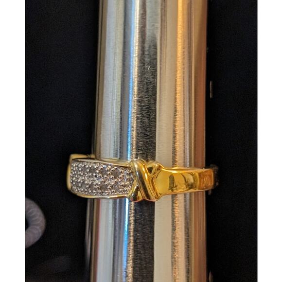 925 Yellow Tone X Possible Diamond Band Ring Size 10 - Picture 5 of 8